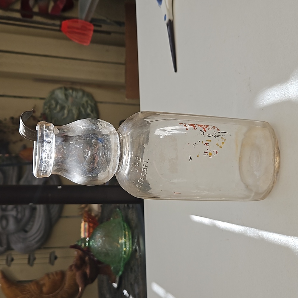 Rare Vintage milk bottle with Cream Top Spoon "CREAM TOP REG U.S. PAT OFF"